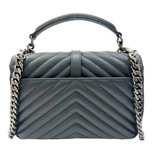 SAINT LAURENT Monogram College Chain Shoulder Bag calfskin gray crossbody